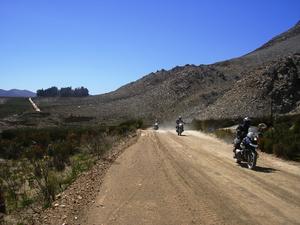 The road behind: Some happy hot bikers