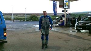 Peter hensen struts in for fuel. Swartland Engen 07H45 Saturday 12 July