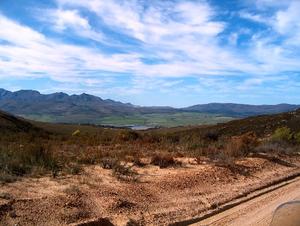Botriver valley below: As you head down the pass towards the Kleinmond road.