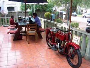 Greyton lunch stop: We had lunch at The Pepper Tree.  This is owned and run by a Serbian who has relocated to South Africa.  He owns a real 1925 Indian motorcycle.  Wow!