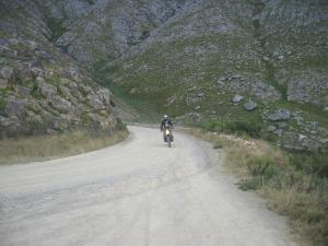 Dale with his orange headlight in the Swartberg pass