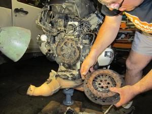 Removing the flywheel and pressure plate assembly