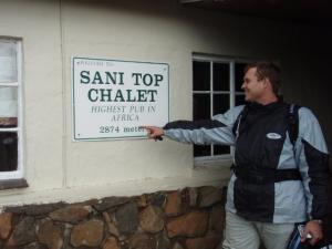 The sign indicating that it's the highest pub in Africa.