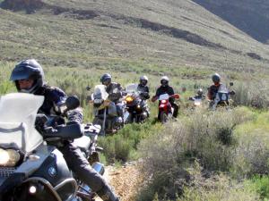 Fynbos Galore: The red honda is Deidre Mitton, Gerhard's wife recently taken to riding her own bike