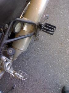 DIY footpegs: These rider and pillion set of pegs were modified and crafted by the owner from the originals. You can have them anodised or painted.